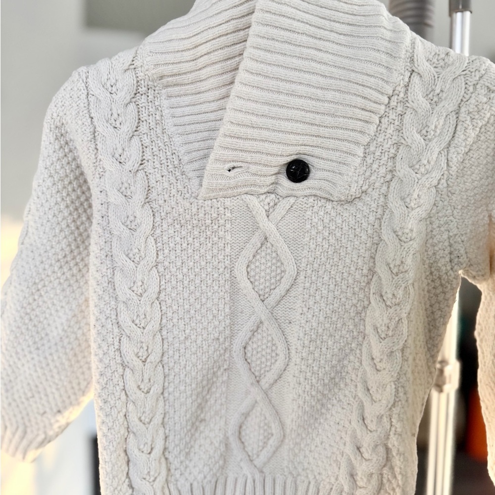 Janie and Jack Ivory Cable Knit Turtleneck Sweater